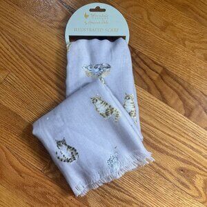 Wrendale Designs NEW Illustrated Cat Scarf Grey Graphic